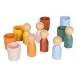 Small foot - wooden Montessori sorting cup with figures