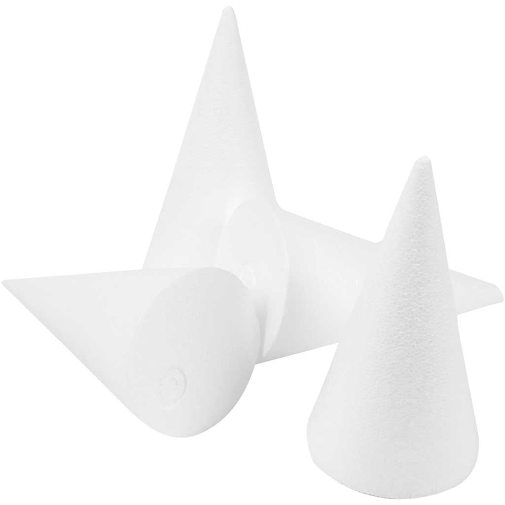 Creativ company cones, h: 14.5 cm, d 6 cm, white, 25 pieces in a box