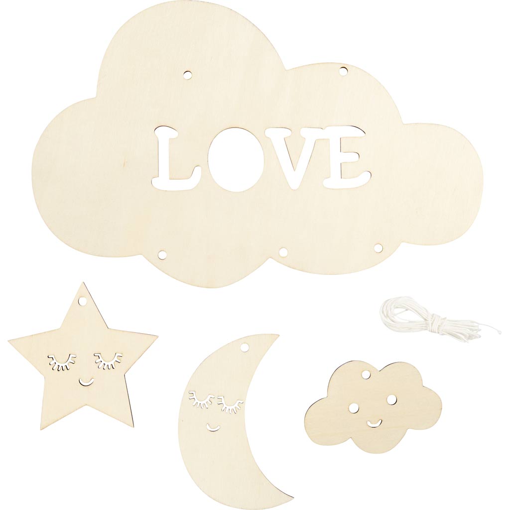 Creativ company houten mobiel, nachthimmel, b: 28 cm, dikte 3 mm, 1 stuk 1 doos