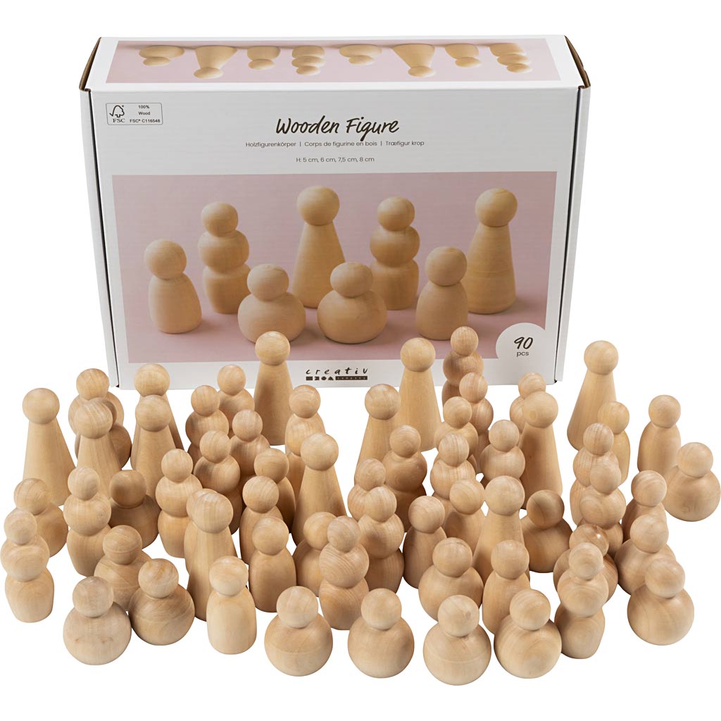 Creativ company houten figuur, h: 5-8 cm, 90 div 1 doos