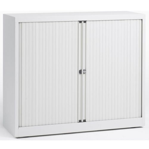 Roldeurkast laag staal 100x43x103cm wit 1 legbord