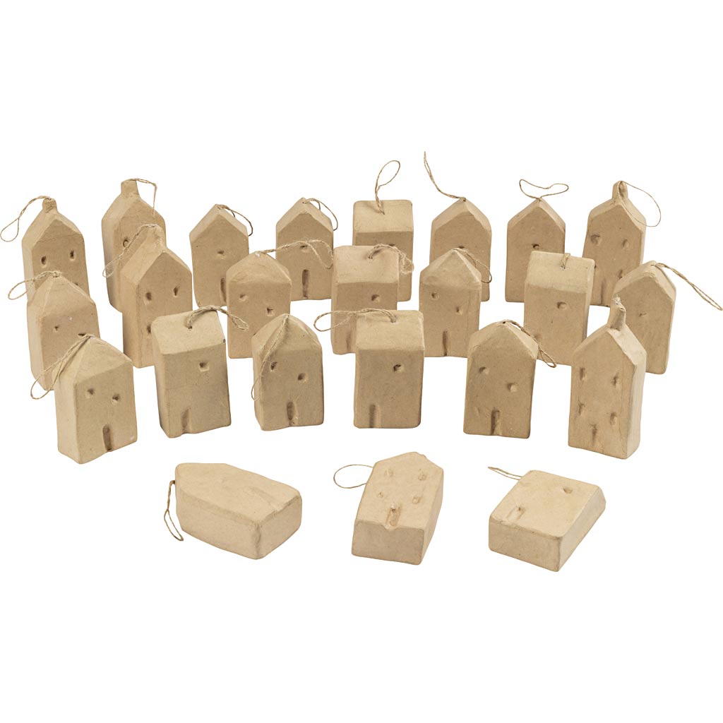 Creativ company paper mache house hanger, 24pcs.