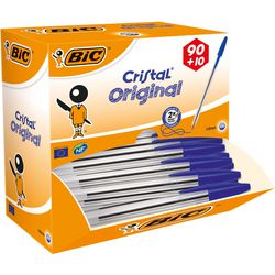 Bic Cristal Ballpoint Pens Medium 0.4mm 100-pack Blue
