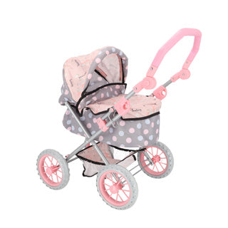 Doll w. + changing bag gray pink 65x35.5x75 cm