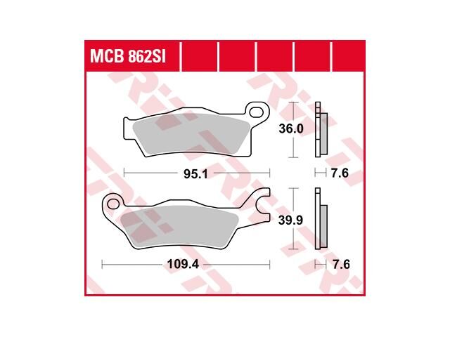 Trw -lucas remblokken mcb 862 brake pad mcb 862 si sintered metal