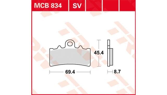 Trw remblokken mcb834 brake pad mcb 834 sv sintered metal