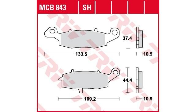 Trw -lucas remblokken mcb 843 brake pad mcb 843 sh sintered metal