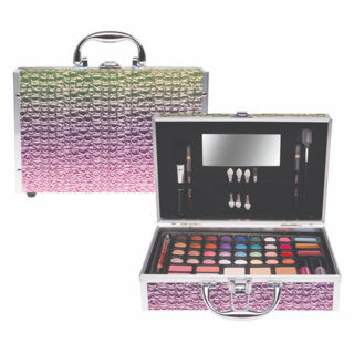 Casuelle koffer met glitter regenboog