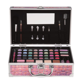 Casuelle holografisch make up koffer roze glamour