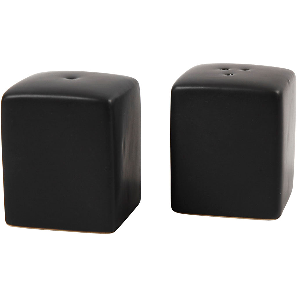 Creativ company zout peper set, h: 6 cm, afm 5x5 cm, matt, zwart, 6 set 1 doos