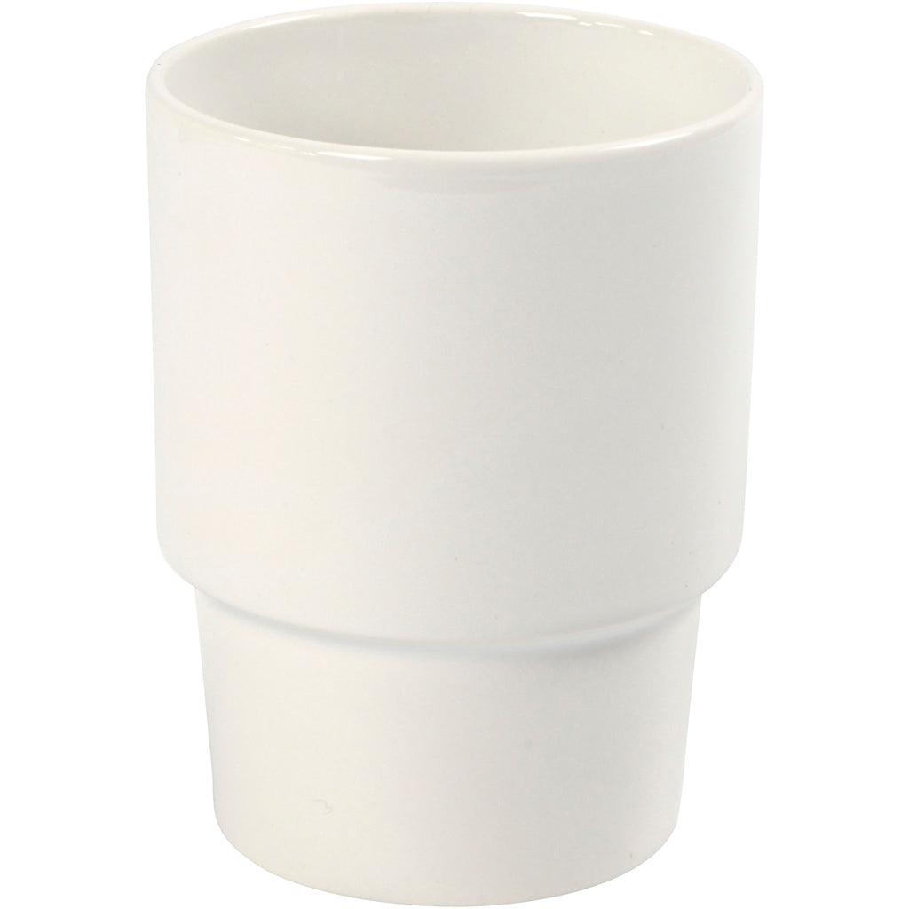 Creativ company mok, h: 11 cm, d 8,5 cm, wit, 1 stuk