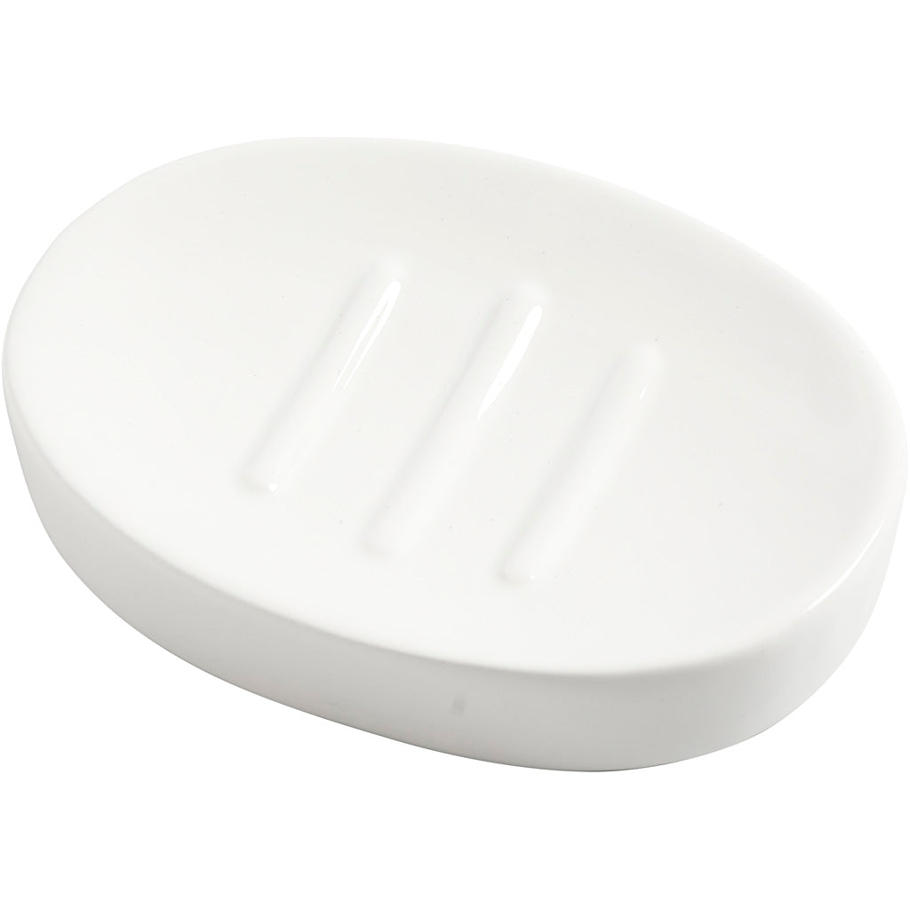 Creativ company zeepbakje, h: 2,5 cm, l: 13,5 cm, b: 10 cm, wit, 1 stuk