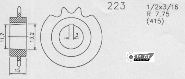 Esjot voortandwiel 0223 sprocket 415 13z standard