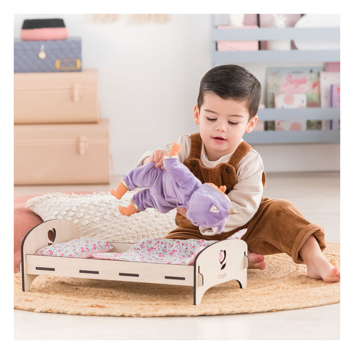 Corolle - floreale poppenbod in legno