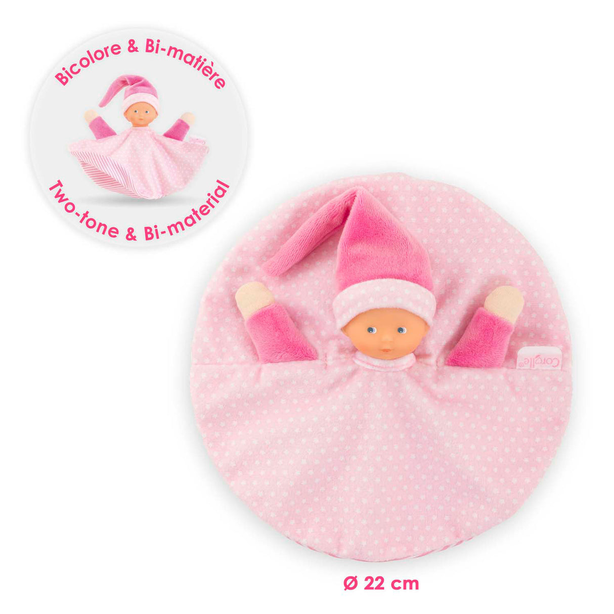 Corolle Tidoudou - pink cuddle cloth, 17 cm