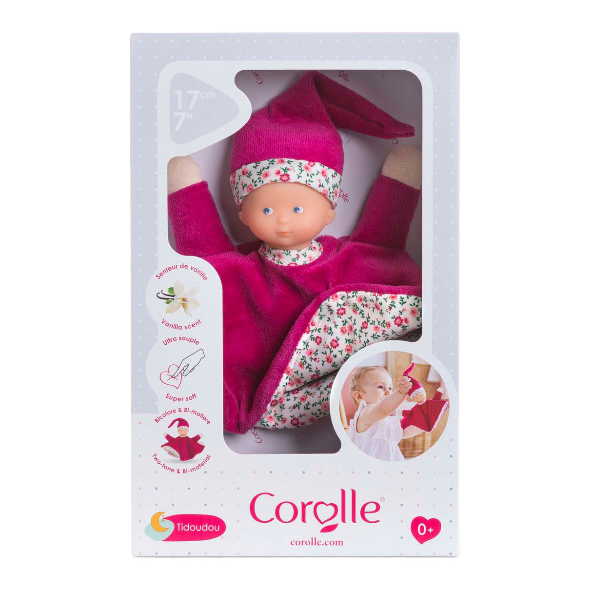 Corolle Tidoudou - Pink Grenadine Cuddle Throw, 17 cm