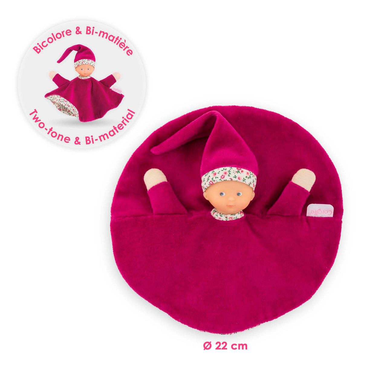 Corolle Tidoudou - Pink Grenadine Cuddle Throw, 17 cm