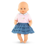 Corolle skirt with ruffles and t-shirt for baby doll, 30 cm.
