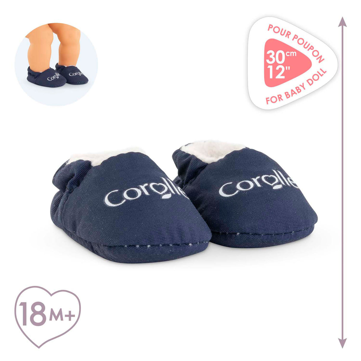 Chaussons Corolle bleu marine pour poupée bébé 30cm