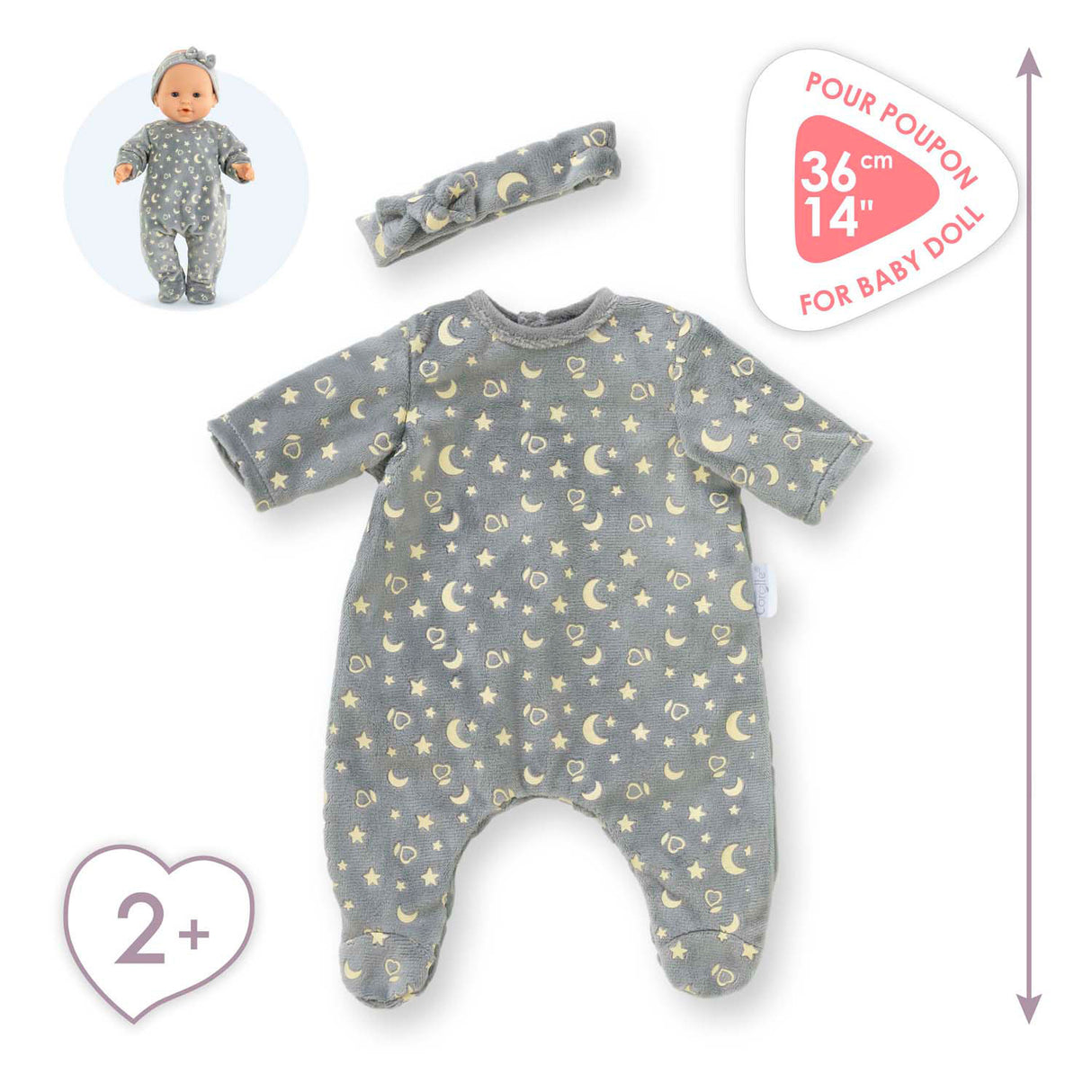 Corolelle Pells Pyjamas Glitter am Däischteren an Hoan Band, 36Cm