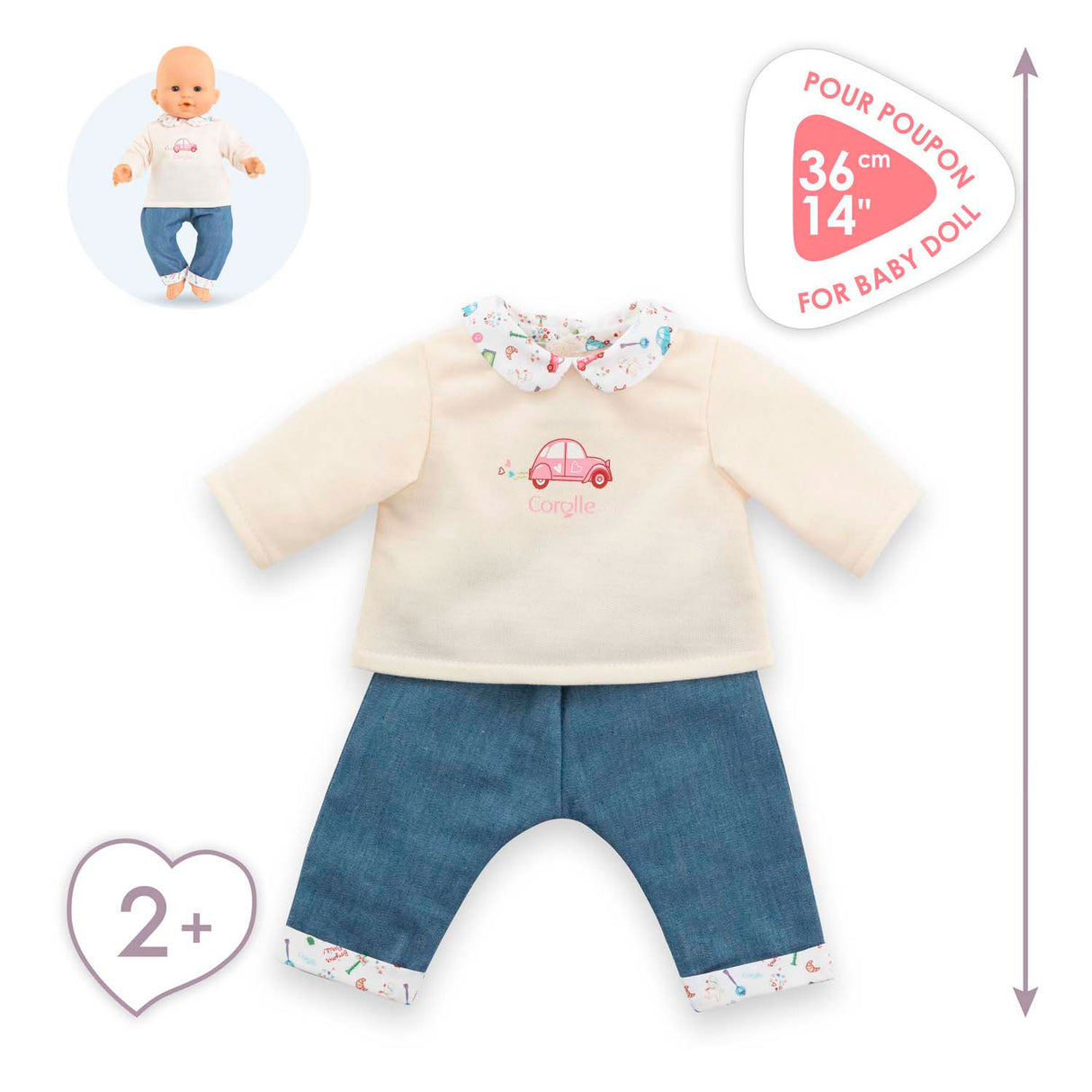 Corolle T-Shirt und Jeans für Babypuppen, 36 cm