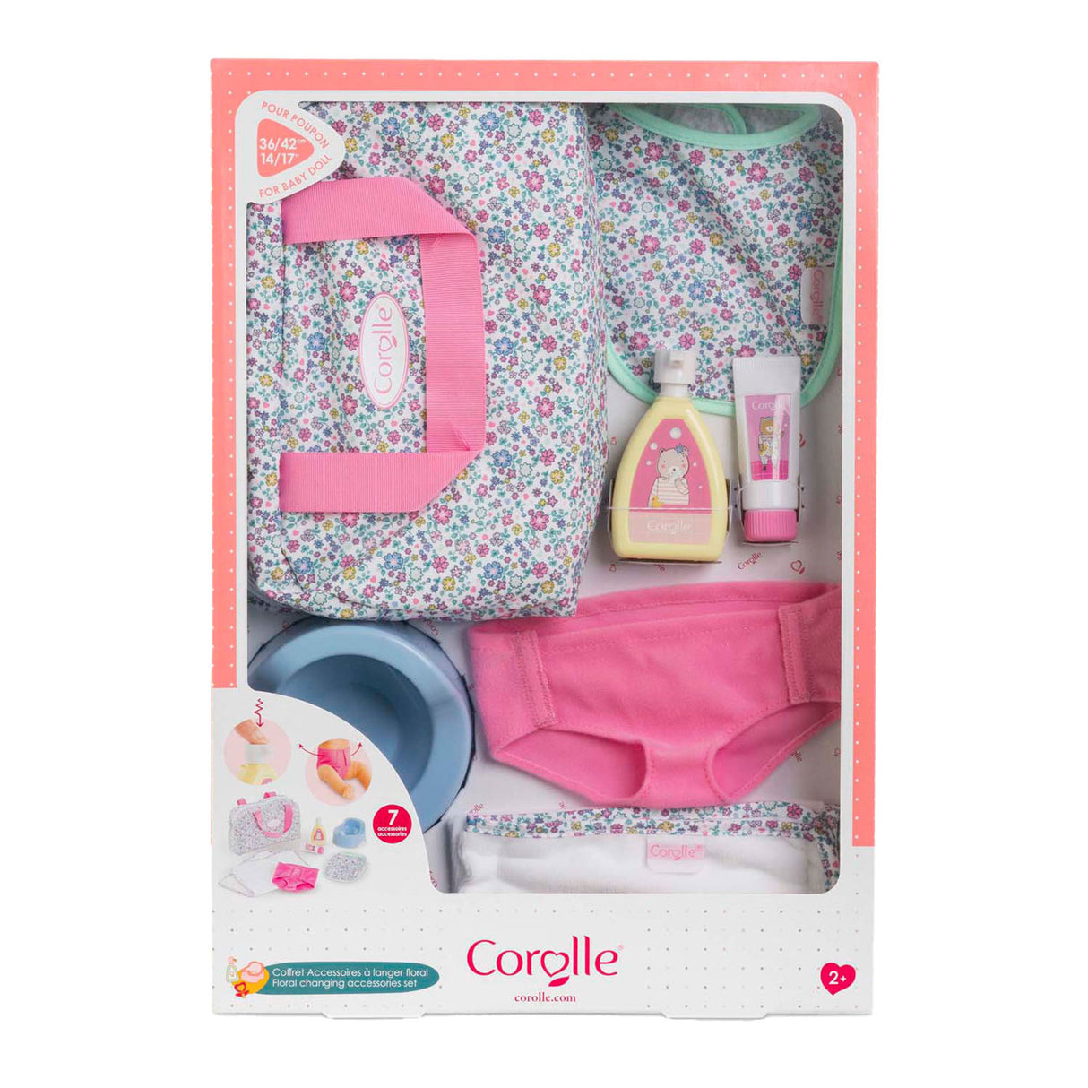 Ensemble accessoires de couches Corolle fleuri pour poupée bébé, 36cm