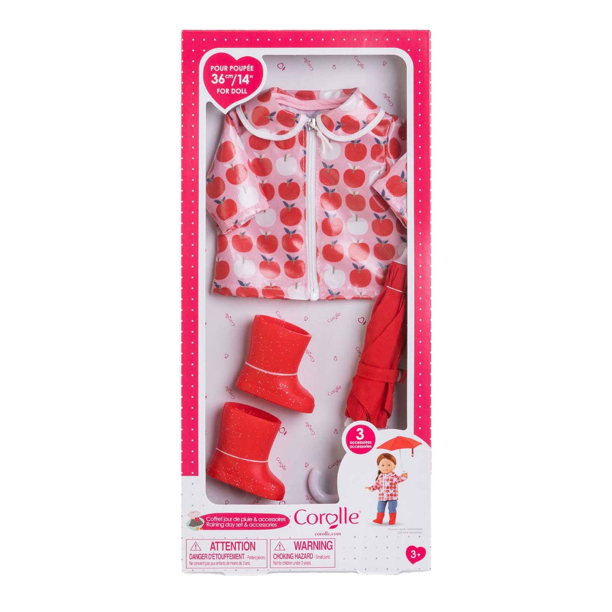 Set di pioggia Corolle - Accessori salvati, 36 cm