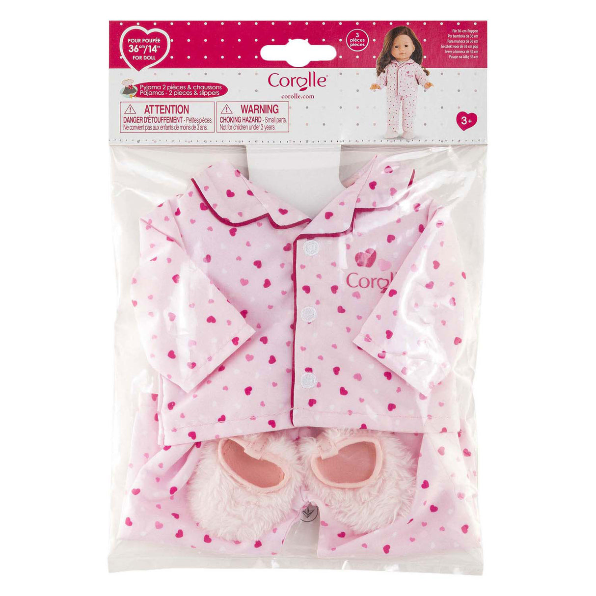 Corolle My Doll Pajamas and Slippers - hearts - 36cm