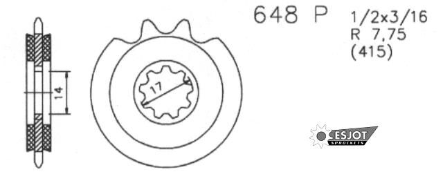 Esjot aandrijfrondsel 0648 sprocket 415 16z silent