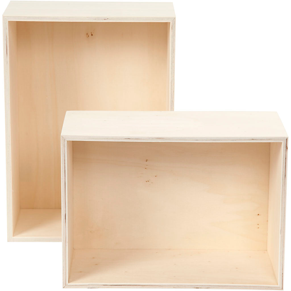 Creativ company show boxes, rectangular, h: 27+31 cm, d: 12.5 cm, w: 19.5+22.5 cm, 2 pieces 1 set