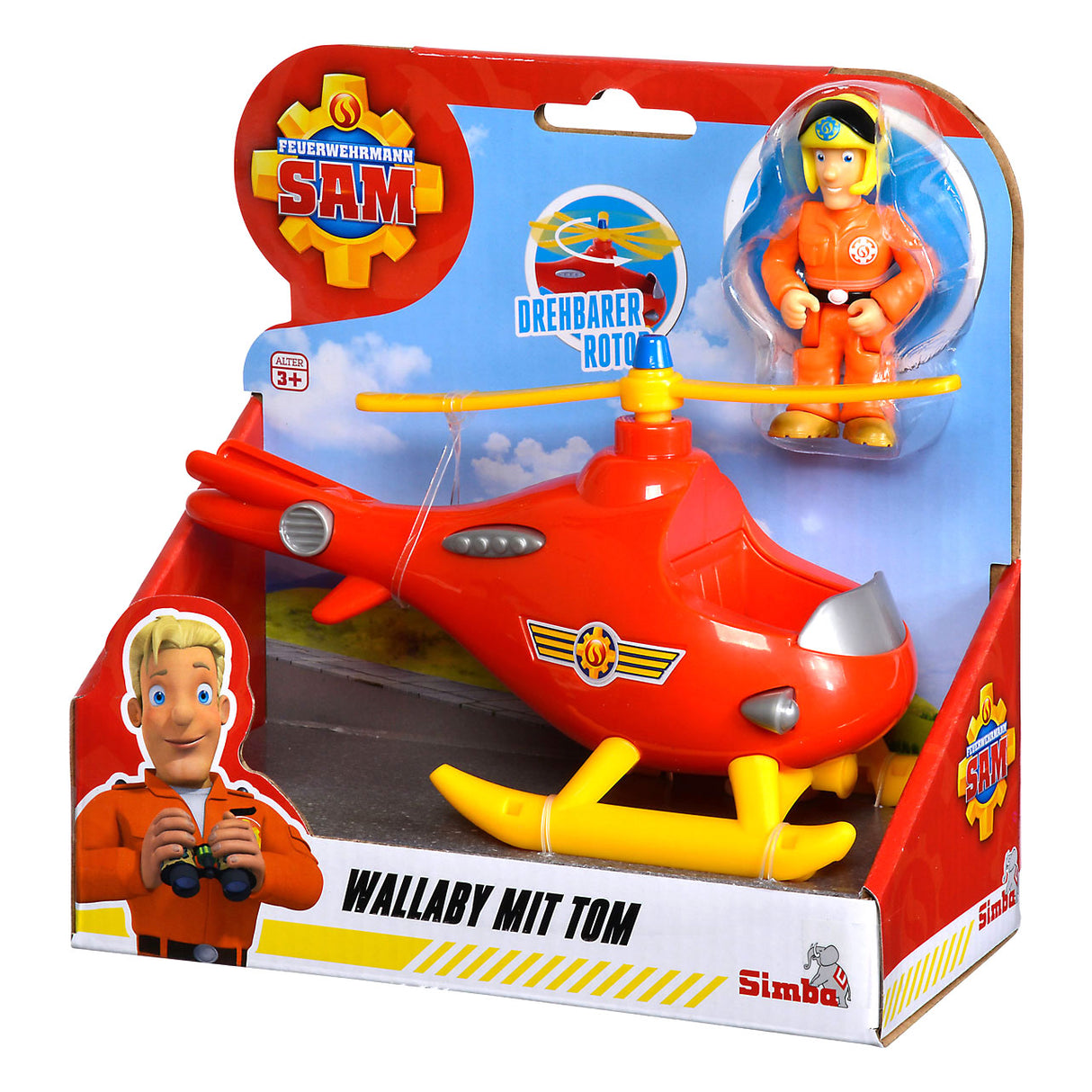 Simba Fireman Sam Wallaby Helicopter with Tom Thomas
