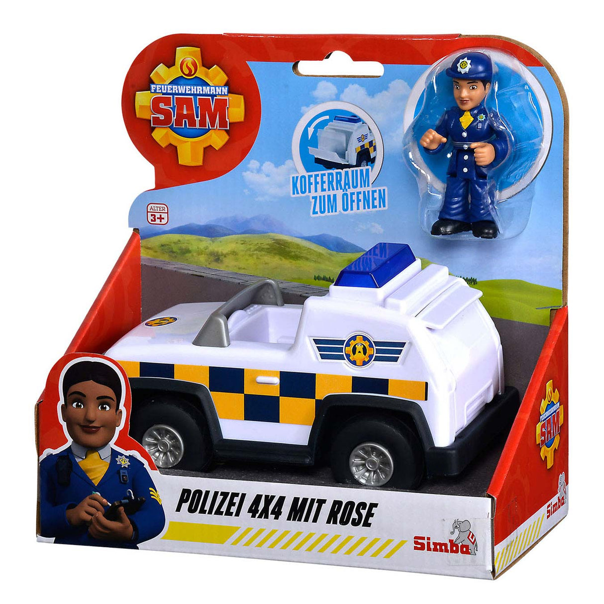 Simba Fireman Sam Police 4x4 Jeep with play figure