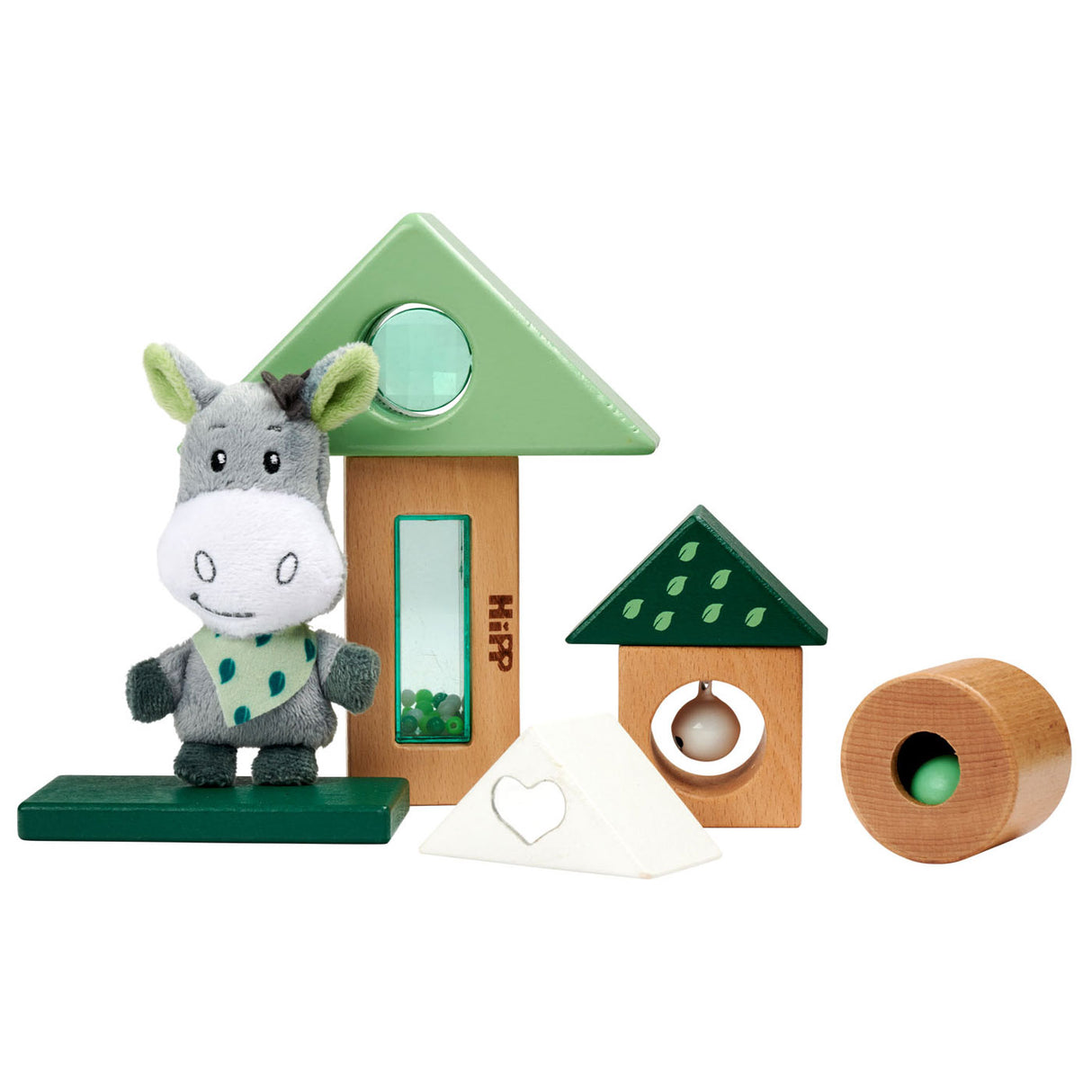 Blocchi sonori in legno Eichhorn Baby Hipp con peluche asino