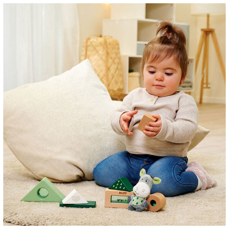 Blocchi sonori in legno Eichhorn Baby Hipp con peluche asino
