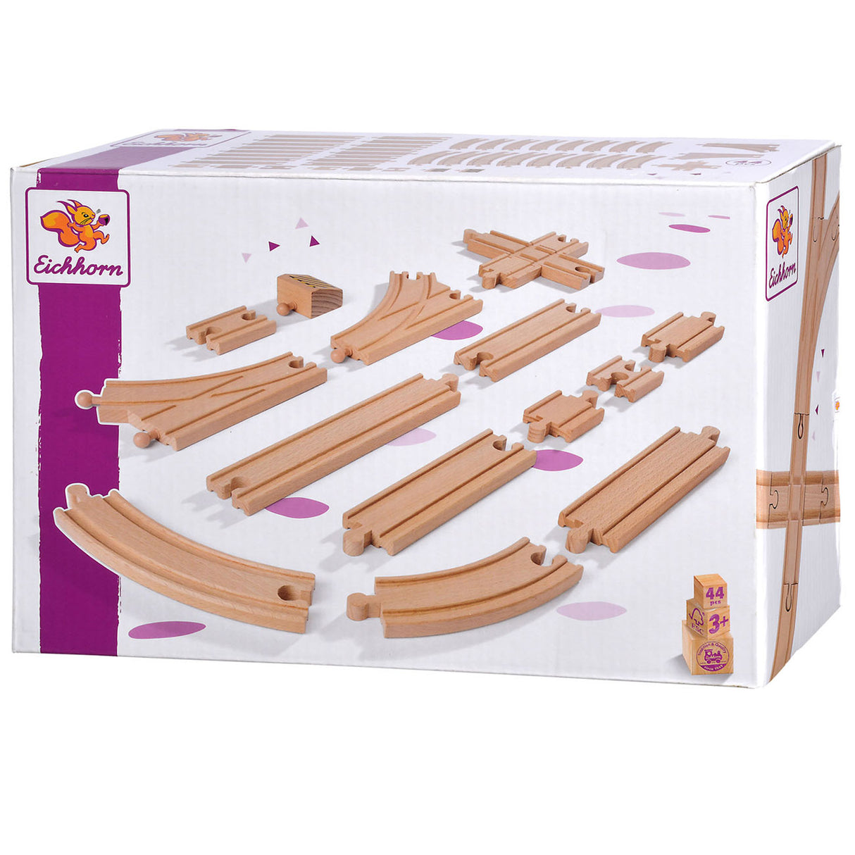 Eichhorn Wooden Train Tracks Deluxe Playset, 44 pieces.