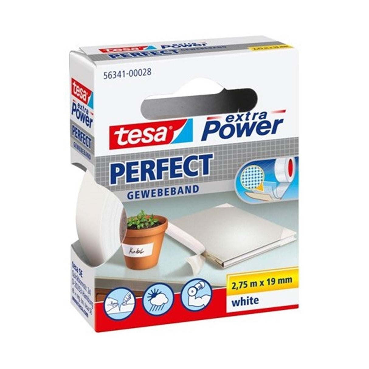 Quantore textile tape tesa extra power perfect white
