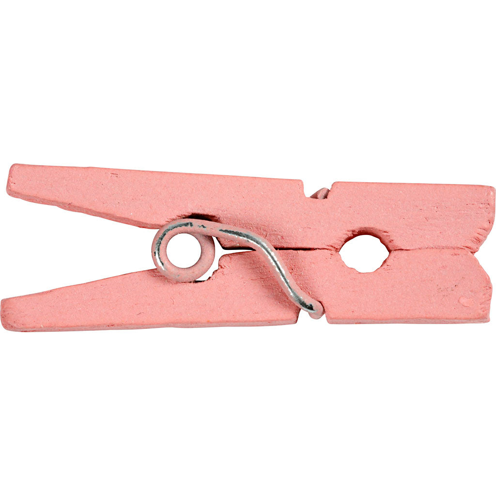 Creativ company mini wasknijpers, l: 25 mm, b: 3 mm, lichtrood, 36 stuk 1 doos