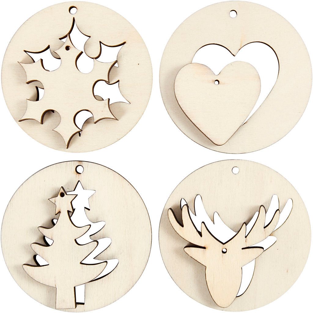 Houten Kersthangers 2in1, 8st.