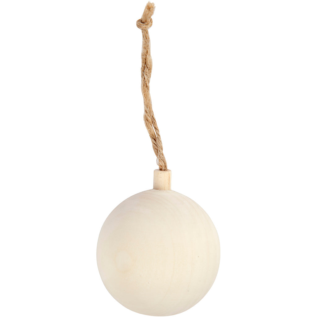 Chrëschtdag Barbell Pendant Holz, 5.5 cm
