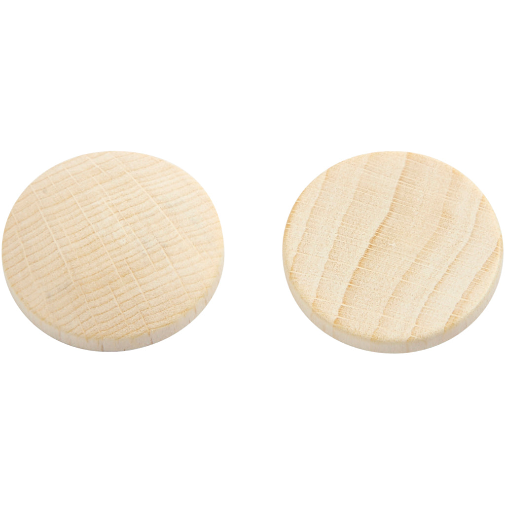 Creativ company wooden buttons, d 25 mm, thickness 5 mm, 15 pieces in a box