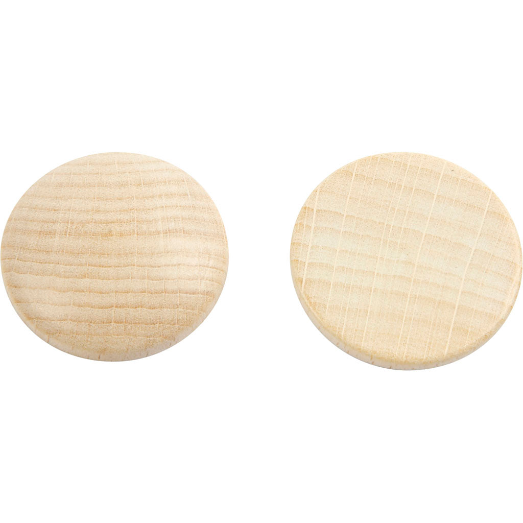 Creativ company wooden buttons, d 30 mm, thickness 5 mm, 15 pieces in a box
