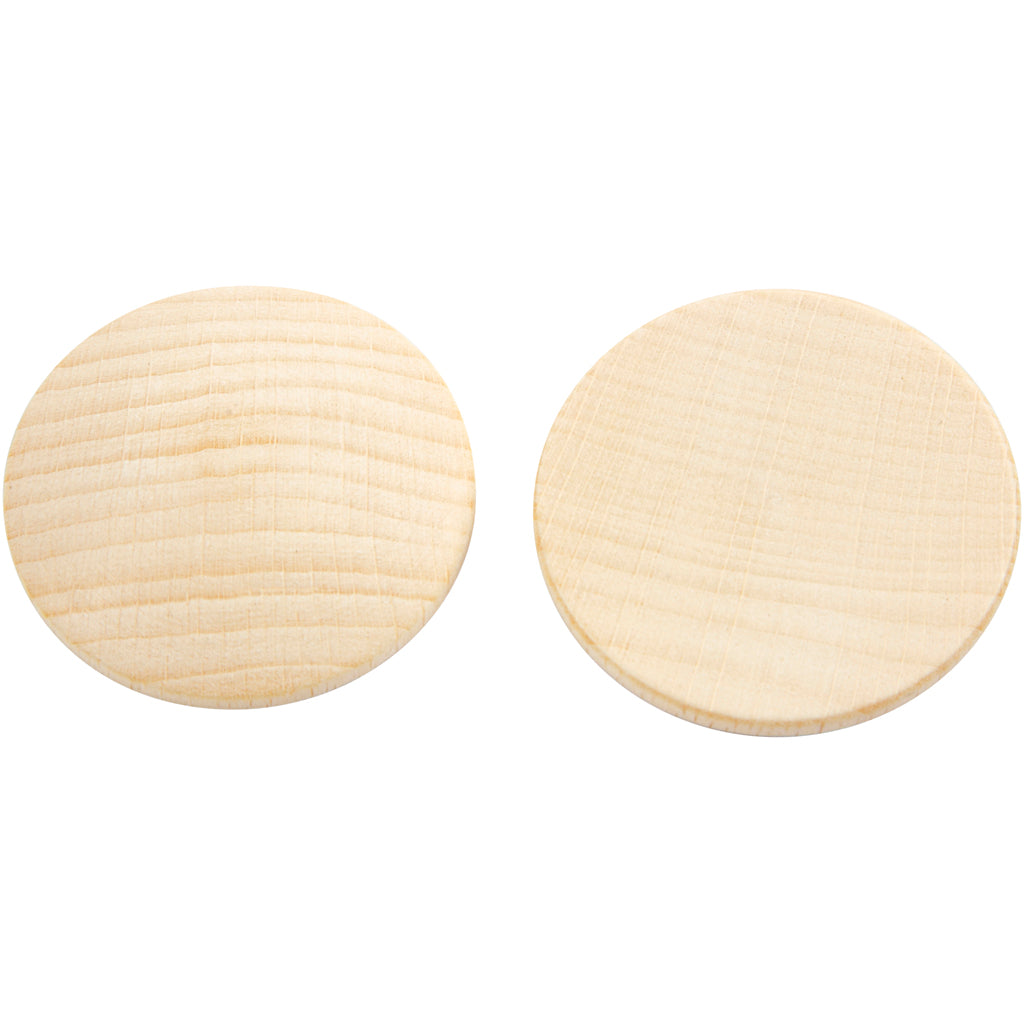 Creativ company wooden buttons, d 40 mm, thickness 6 mm, 10 pieces in a box