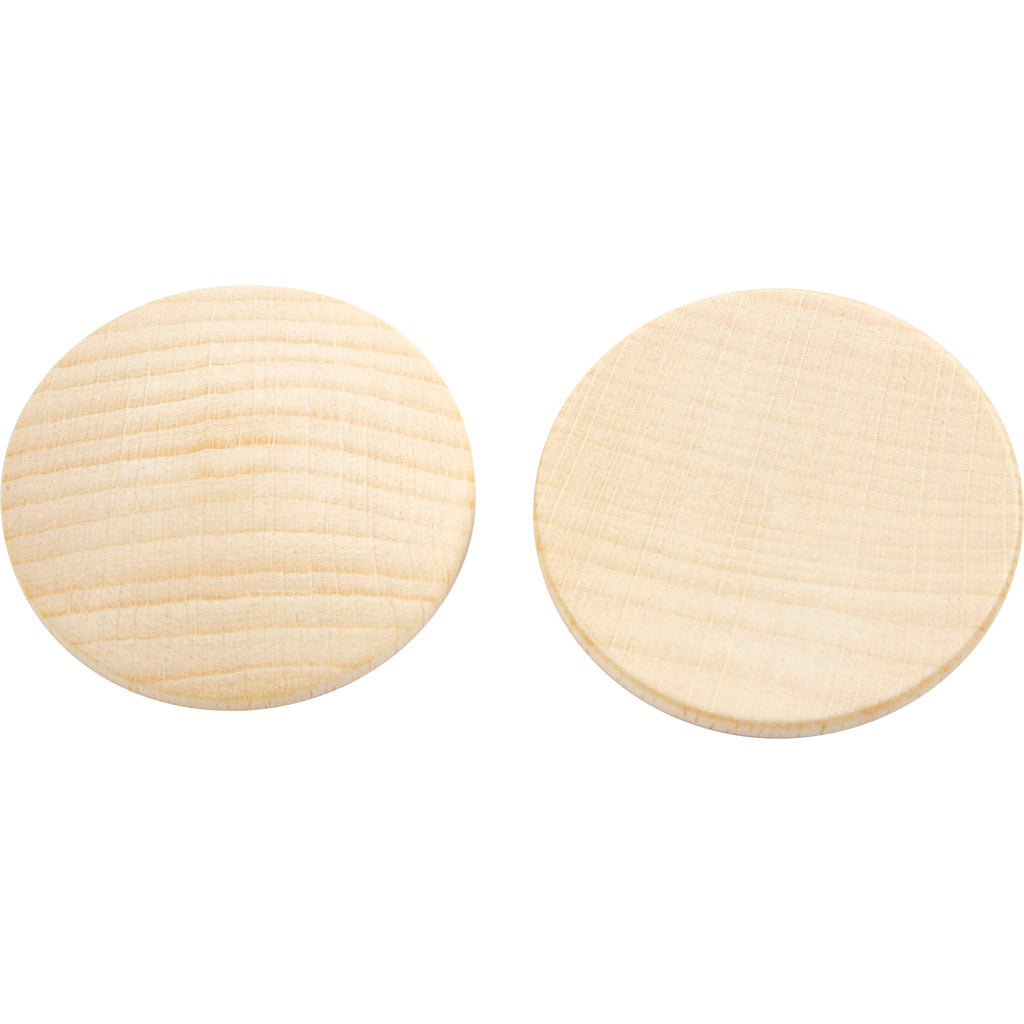 Creativ company wooden buttons, d 40 mm, thickness 5.2 mm, 100 pieces 1 box