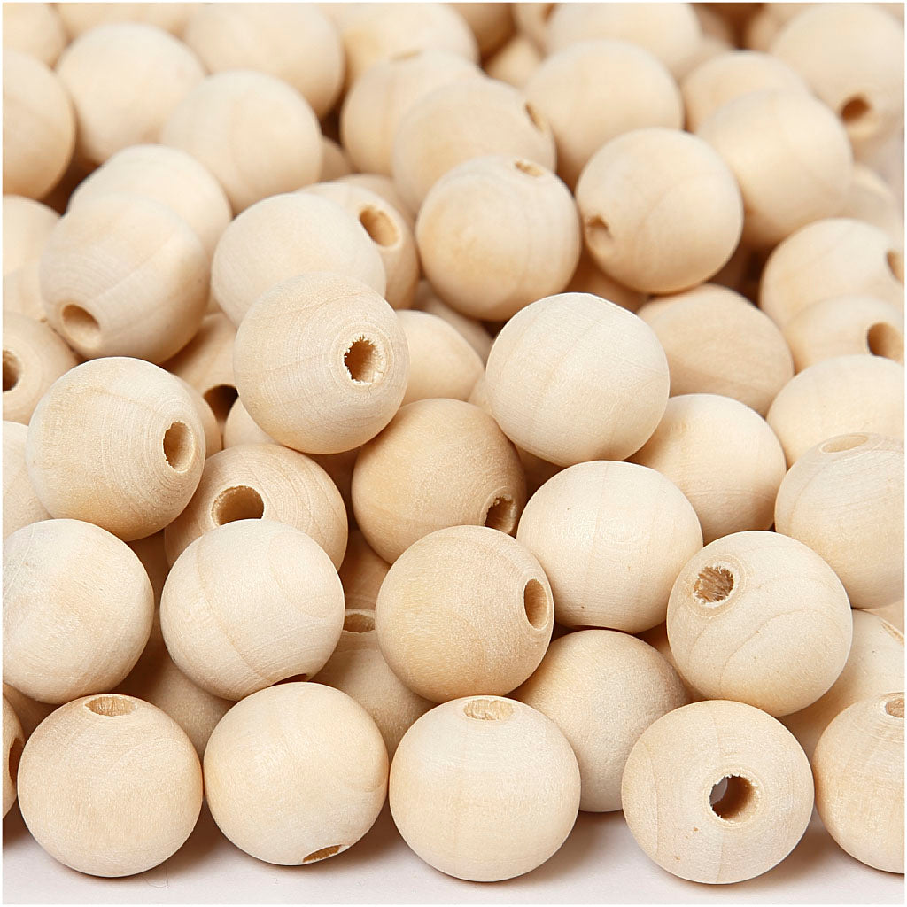 Creativ company wooden bead, d 15 mm, hole size 3 mm, 500 pieces 1 box