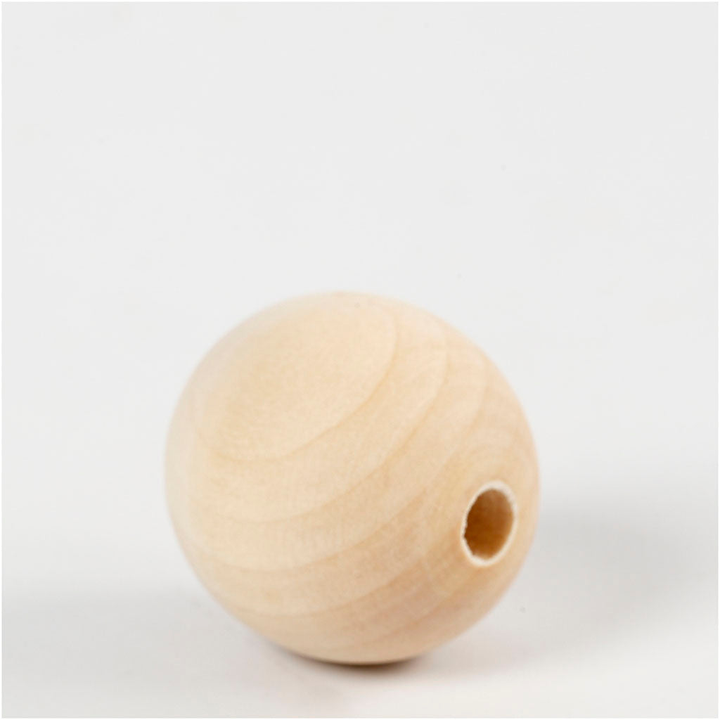 Creativ company wooden bead, d 30 mm, hole size 5 mm, 4 pieces 1 box