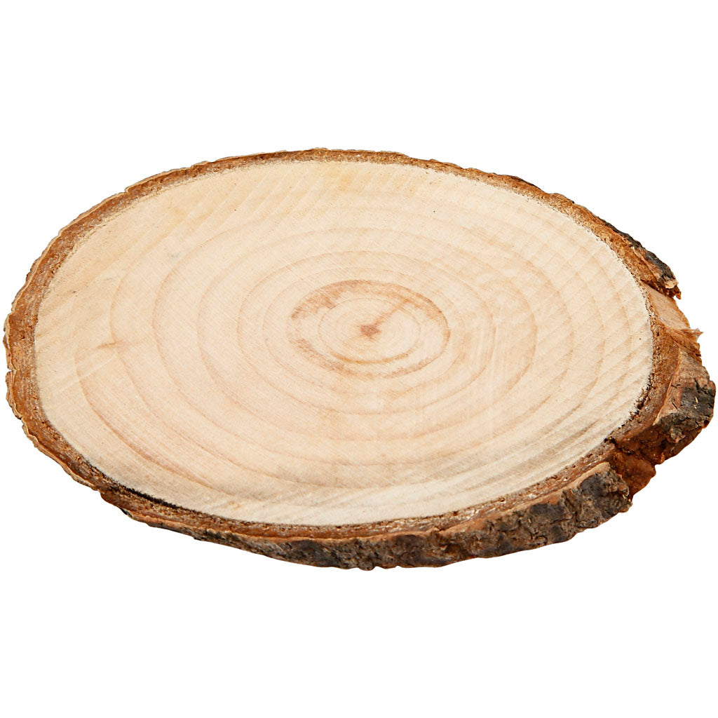 Creativ company wooden disc with bark, size 9.5x6 cm, thickness 6 mm, 12 pieces in a box