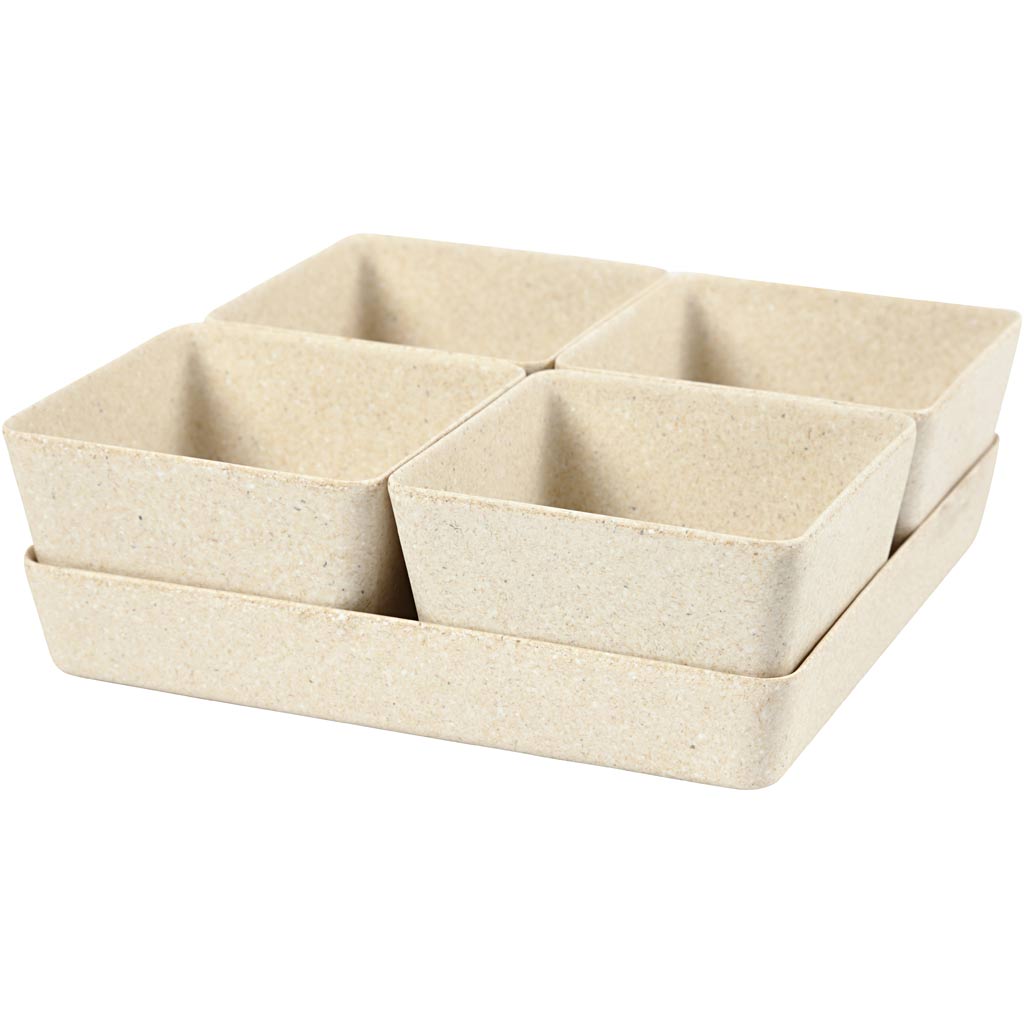 Creativ company flower pots, h: 8 cm, d: 19.5 cm, w: 19.5 cm, 1 set