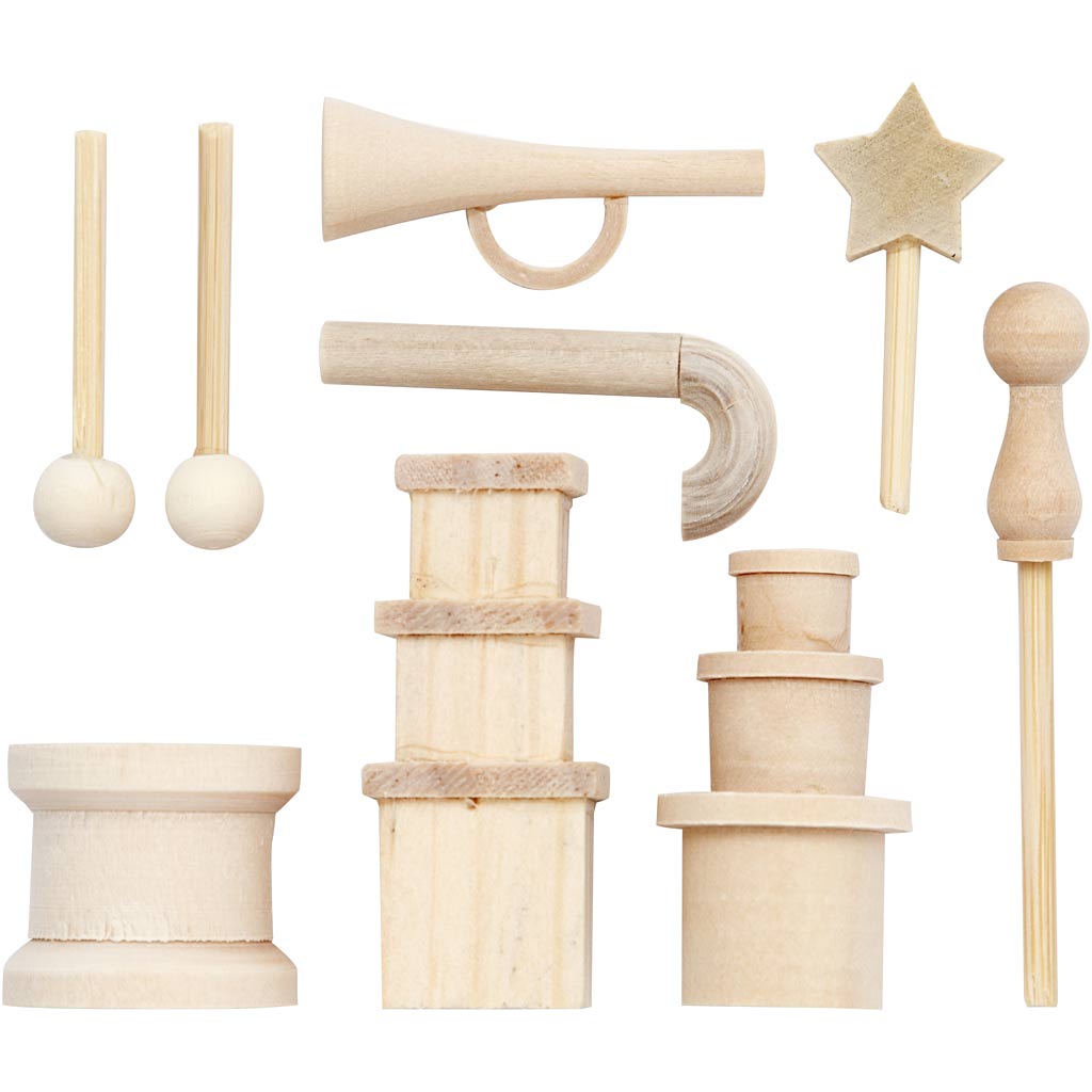 Creativ Company kleine Holzzubehör für Dekorationsset, 13dlg.