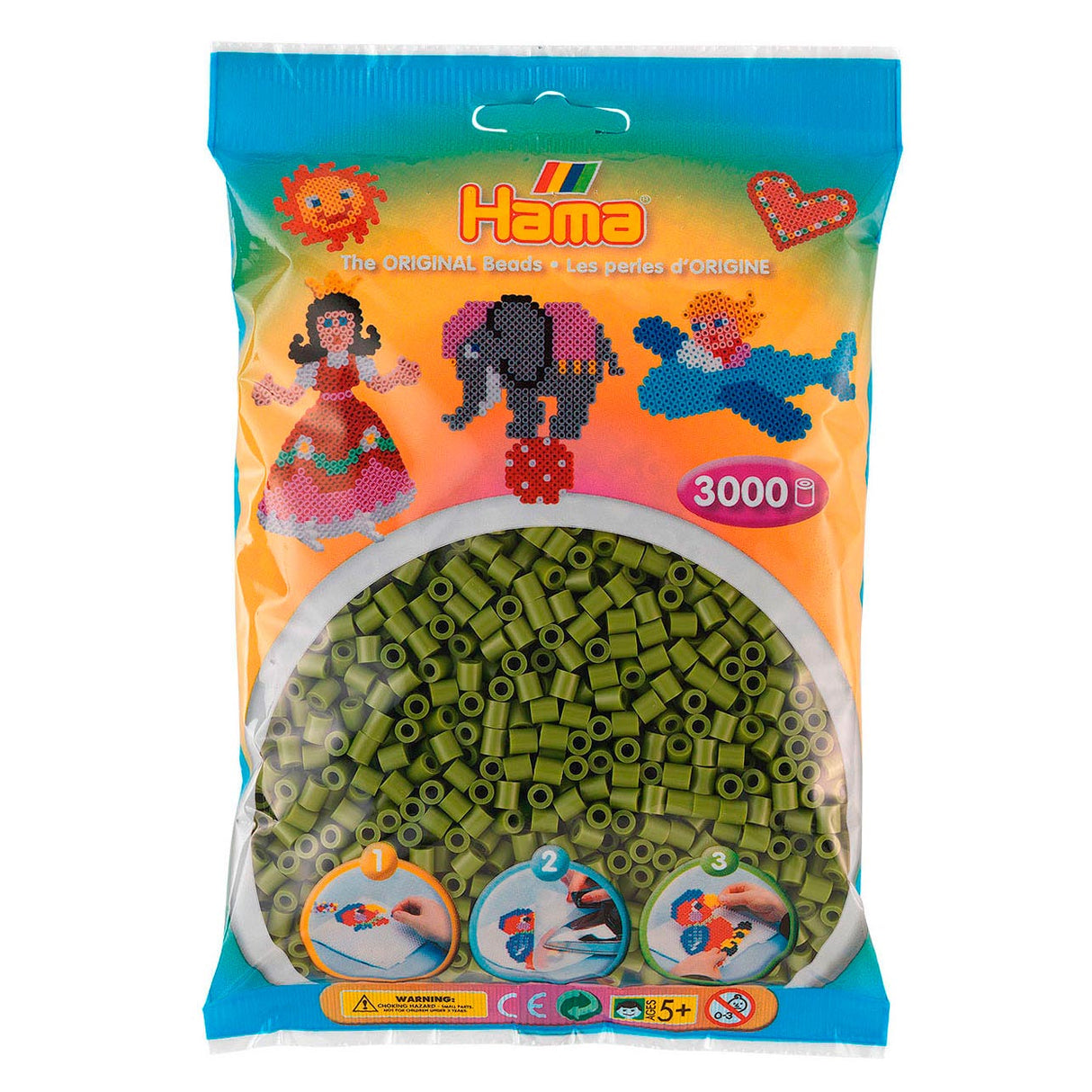 Hama String Perlen - Oliv gréng (20184), 3000st.