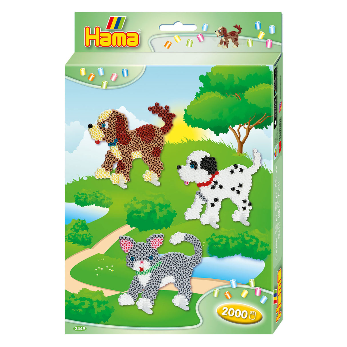 Juego de cuentas para planchar Hama midi - perros y gatos, 2000 uds.